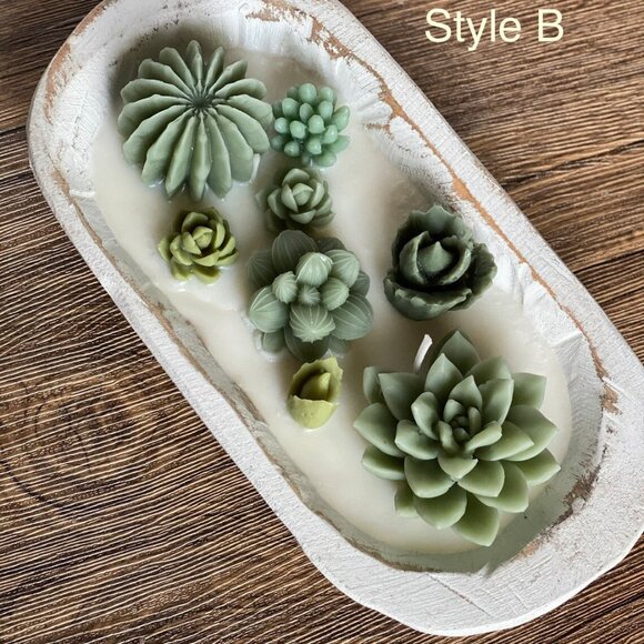 Arizona Dream Scented Cactus Garden Candle in Wooden Bowl - Picture 3 of 7